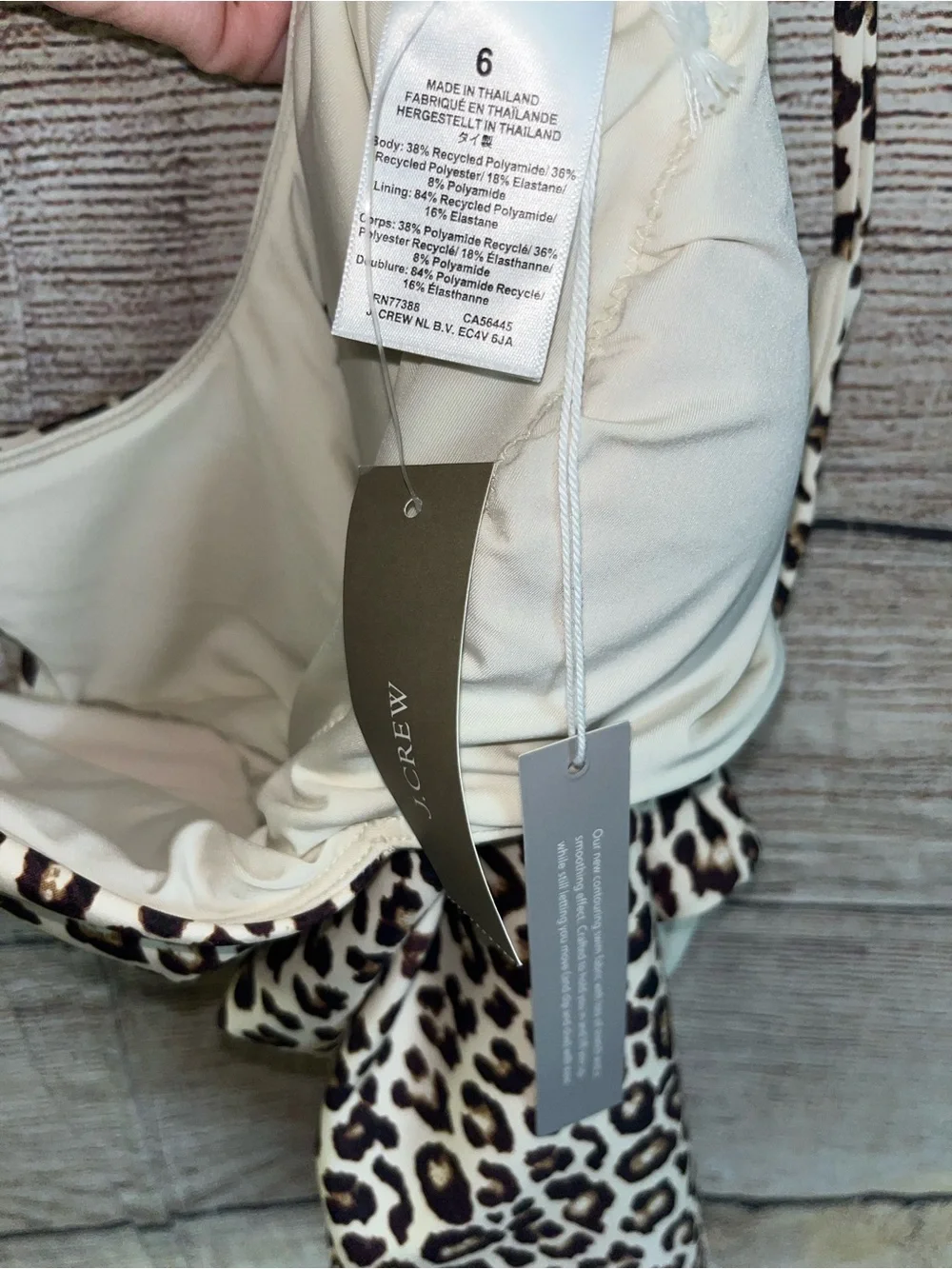 😍 J.Crew NWT Classic Sculpt One-Piece Swimsuit in Beige and Leopard Trim size 6